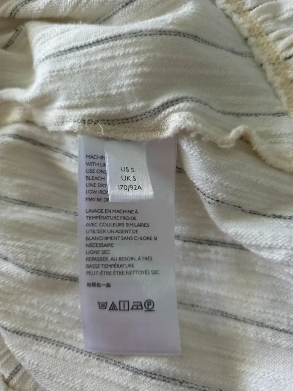 FP Beach April Cream Boho Striped Ruffle Hem Long Sleeve Tunic Mini Dress Sz S - Picture 9 of 10